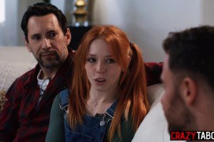 Pigtailed teen redhead Madi Collins drilled by stepdad and tutor