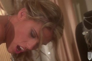 Gorgeous blonde fucked hard wearing a sexy black lingerie