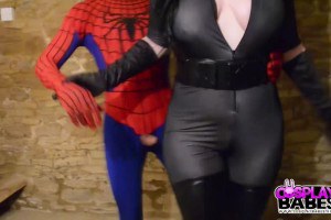 Catwoman rides on Spidermans cock