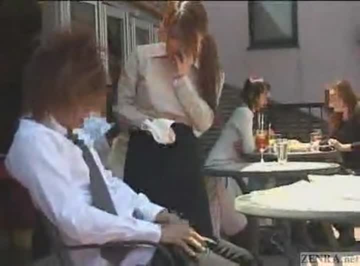 handjob public  restaurant Charming Japanese waitress gives handjob in a crowded restaurant