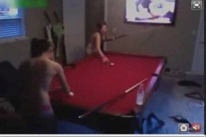 Two teens in nude pool play
