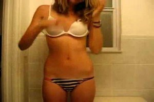 A lvely blonde in bath stripp