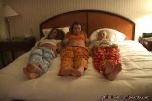 Three teens in threesome sleep over party