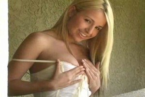 Very seductive teen Sandy teasing out in public