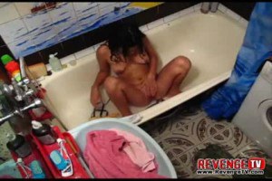 Young latina in bath