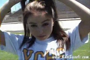 Sweet and sexy Kari Sweets exercising outdoors