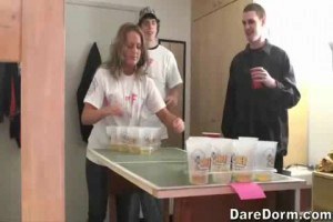 Lovely college girls playing strip pong