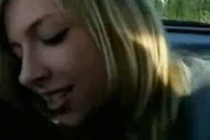 Hot teen drains cum inside the car