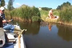 Couple fucking alongside a river