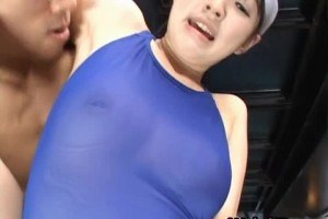 Cute asian teen swimmer sucking on her instructor's cock