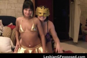 Young lesbian getting strapon action