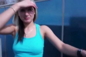 Babe get her tits wet washing the car