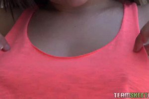 Cute teen gets pulled out in public and fucked