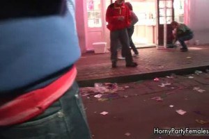 Group of hot girls flashing tits at a party