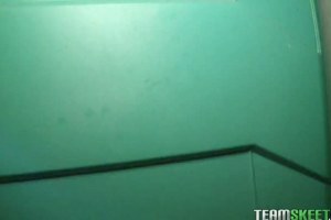 Lovely Teen Riley sucking in public toilet