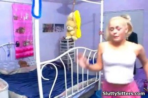 Young babisitter double penetrated by couple.