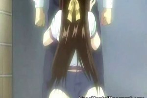 A shy anime beauty getting some