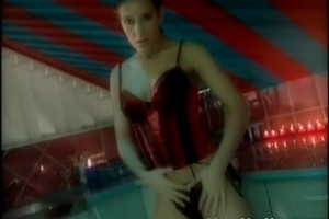 Stunning brunette stripping and pleasuring her pussy