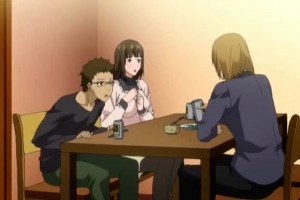 Busty anime fucked on the dinner table