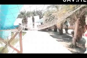 Sexy asian in red exposed in public