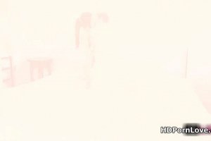 Delicious brunette honey making love after showering