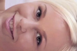 Lovely blonde teen masturbating