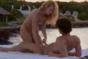 Curly haired beauty in beach fucking