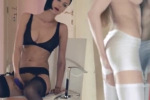 Amazing babes toying their pussies with a strapless dildo 