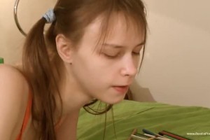 Lovely teen has her pussy rubbed