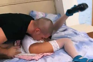 Wild brunette pumped in the ass