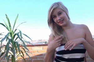 Yummy blonde masturbating on the rof