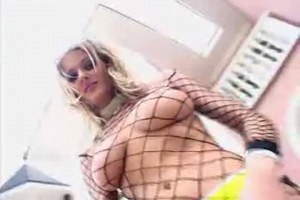 Magnificent blonde squeezes cum out of her ass