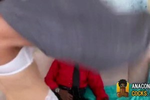 Hot brunette MILF trading oral sex with an ebony guy