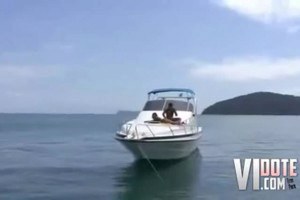 Stunning brunette pumped on a boat