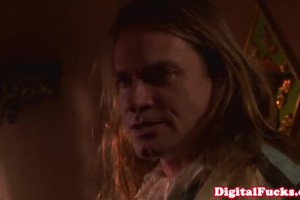 Two hot glam blondes sharing a pirate's cock