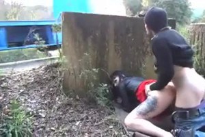 Brunette slut from Europe fucked in the woods