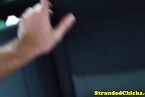 Stranded chick nailed in the back seat