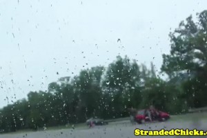 Sexy blonde picked up chick sucking