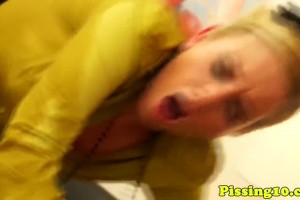 Pretty blonde fucked in her stockings