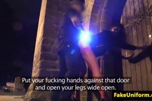 British amateur in stockings fucked by a police office outdoors