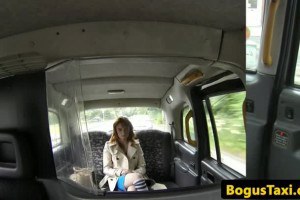 Beautiful Ginger babe rides cabbie's dick on the backseat 