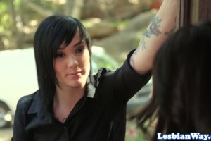 Inked brunette and gorgeous babe put the new sex toys to the test