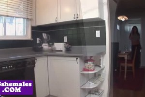 Appetizing glam shemale with big boobs gets assfucked