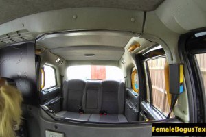 Busty British cabbie gal sucks black dick after getting fingered 