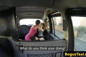 Aroused British hotties have lesbian sex on the backseat of cab 
