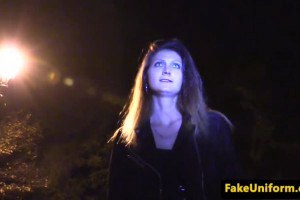 Pretty babe fucked by a cop in public