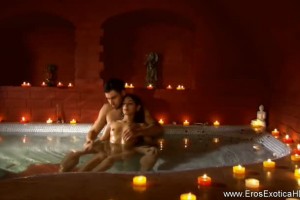 Ecstatic lovers bathe eachother in burning lust and passion