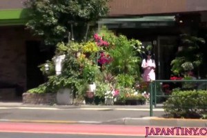 Cute Japanese hottie getting her hairy pussy pleased