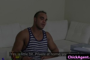 Blonde female agent drilled and face jizzed by bloke 