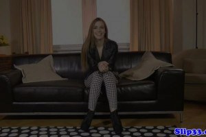 Eurobabe beginner blowing oldman during private casting 